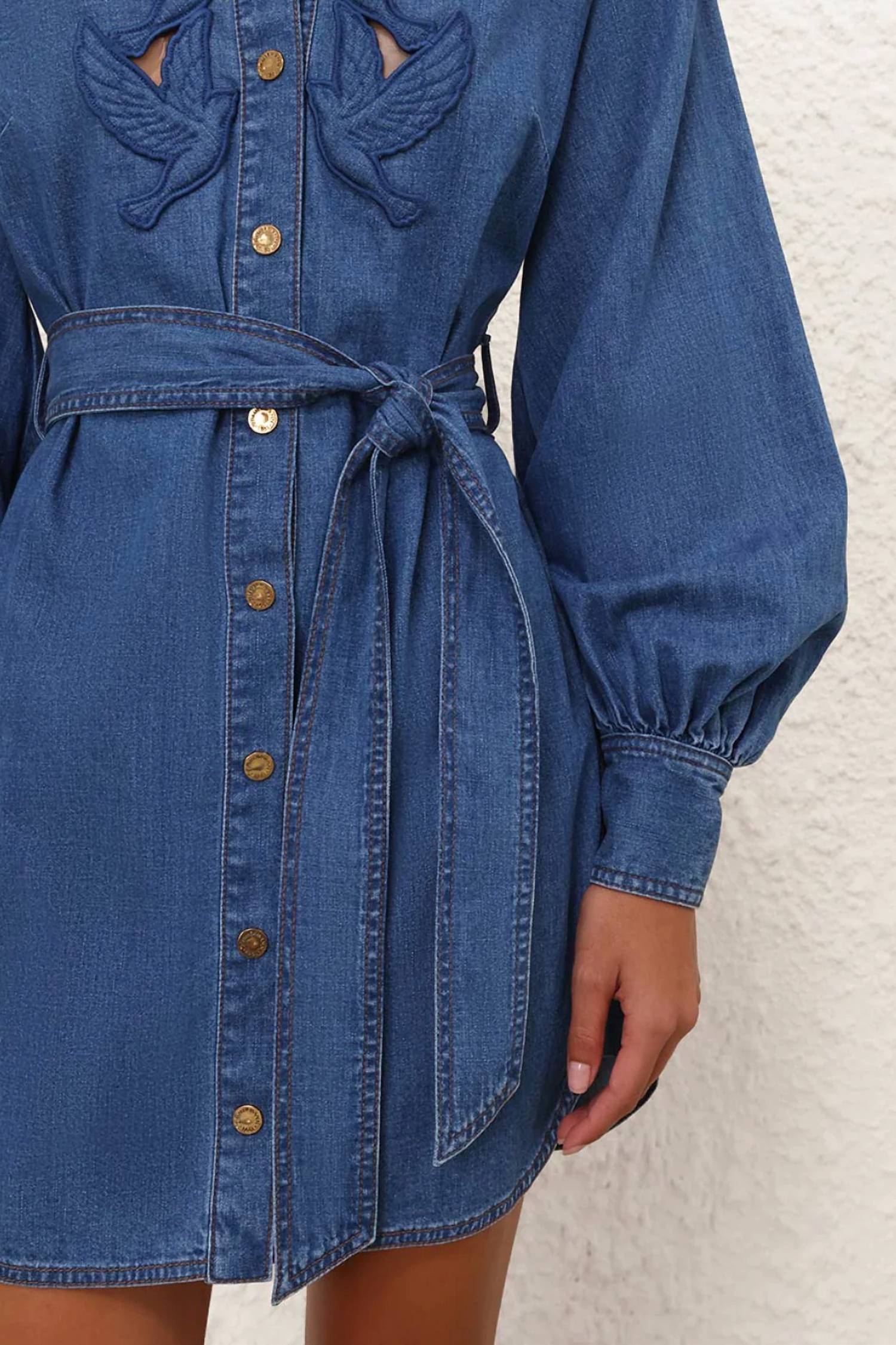 Zimmermann - Denim Applique Mini Dress