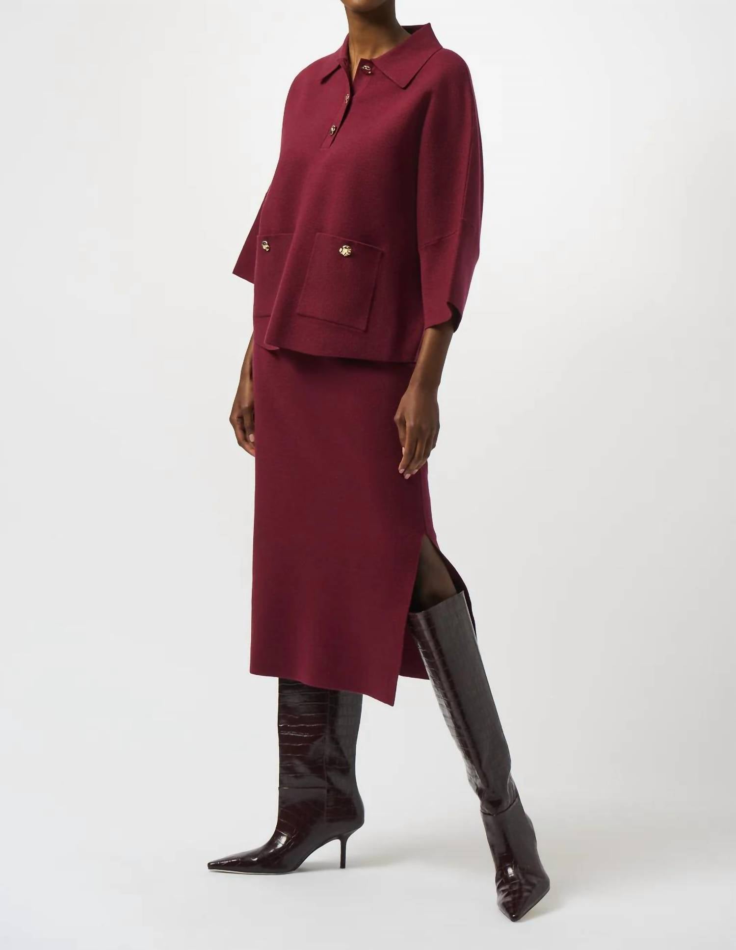 Joseph Ribkoff - Collared 3/4 Sleeve Boxy Top