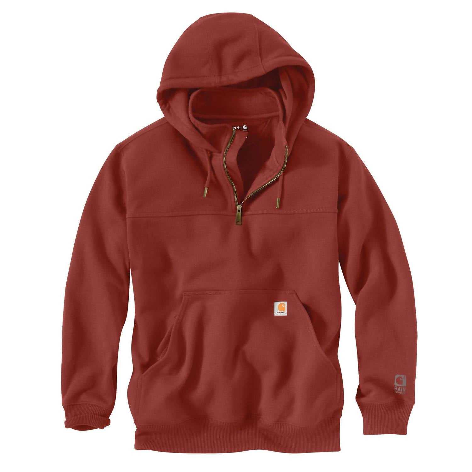 carhartt Men's Rain Defender Loose Fi Hoodie in red - men's shirt - detail view