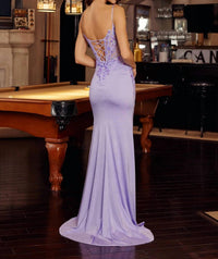 Nox Anabel - Sequin Embellished Corset Gown With Slit