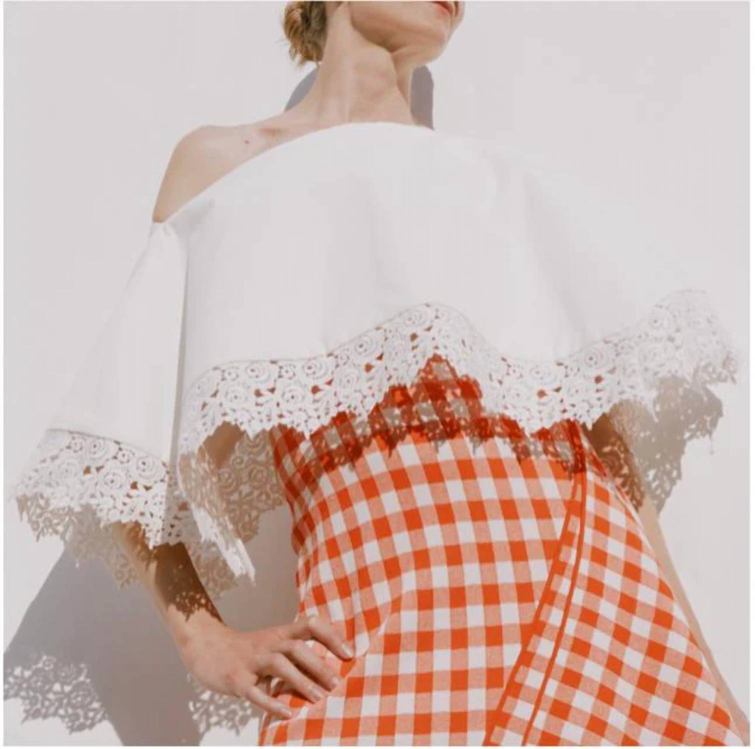 A.W.A.K.E. Mode - Lace Trimmed Big Collar Top
