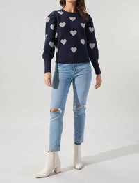 Sugarlips - Sweetheart Lurex Puff Sleeve Sweater