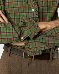Ann Mashburn Frill Shirt in green red plaid poplin - women's shirt - view 4