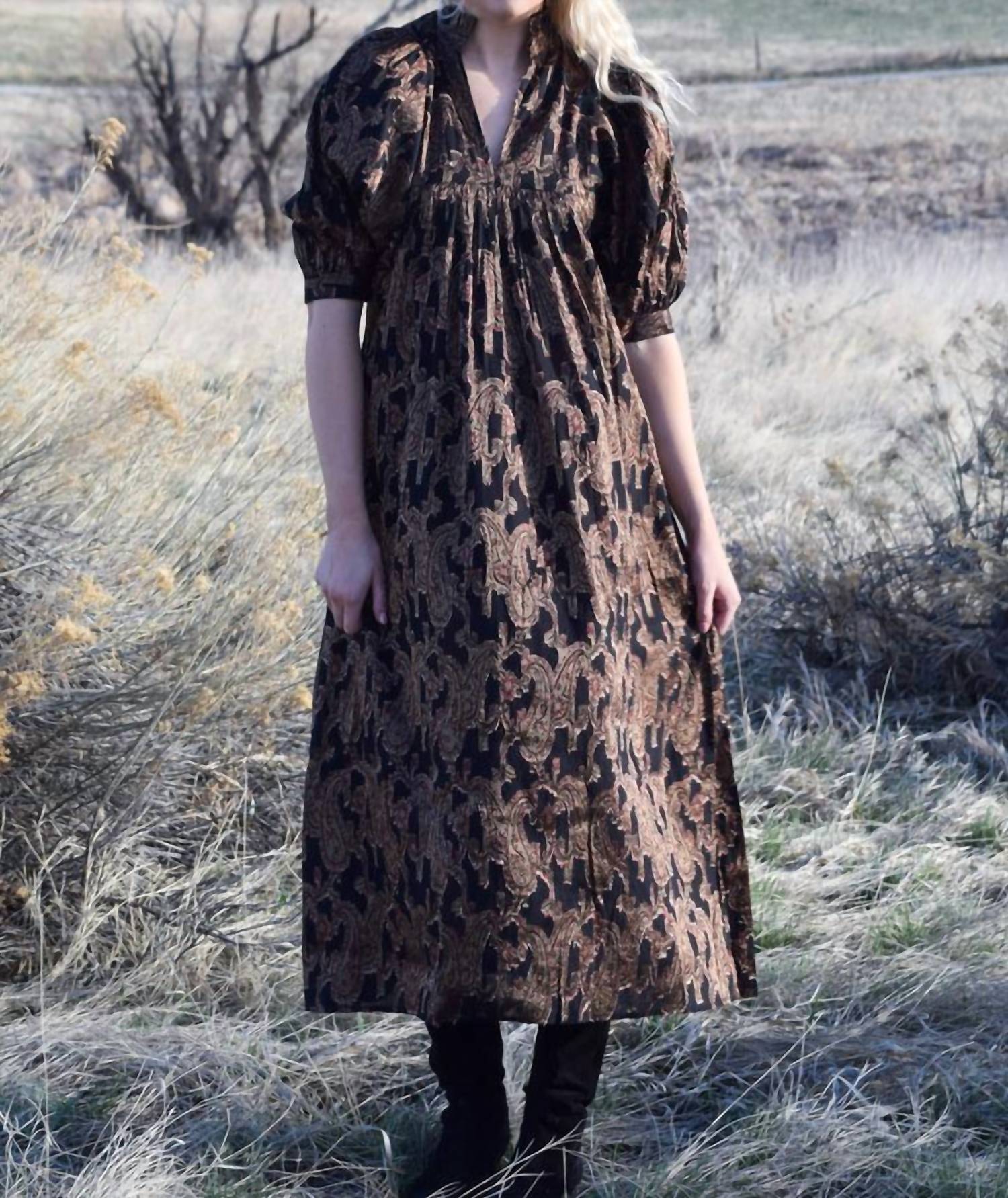Never A Wallflower - Paisley High Neck Midi Dress