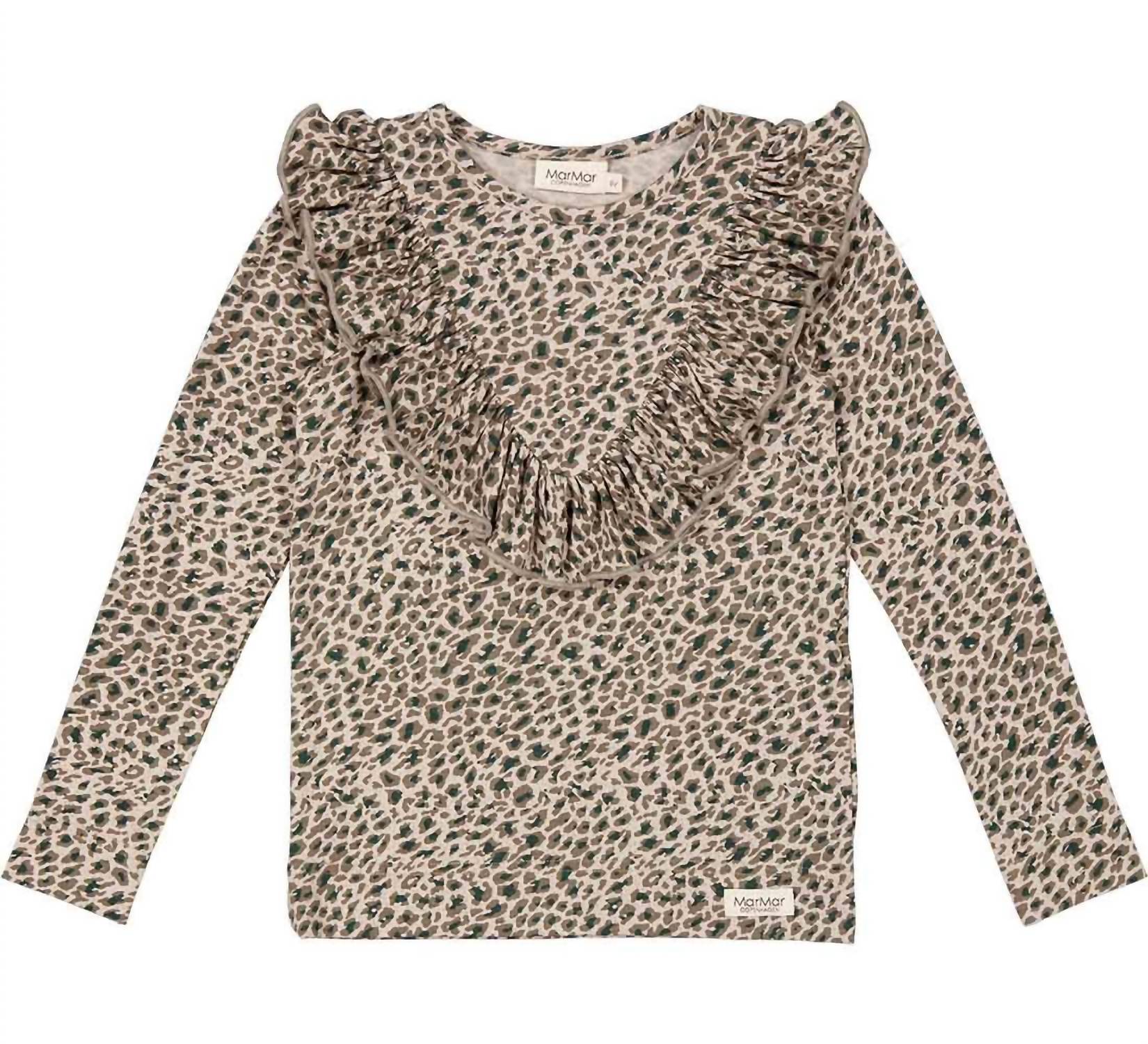 Girl's Leopard Ruffle Top