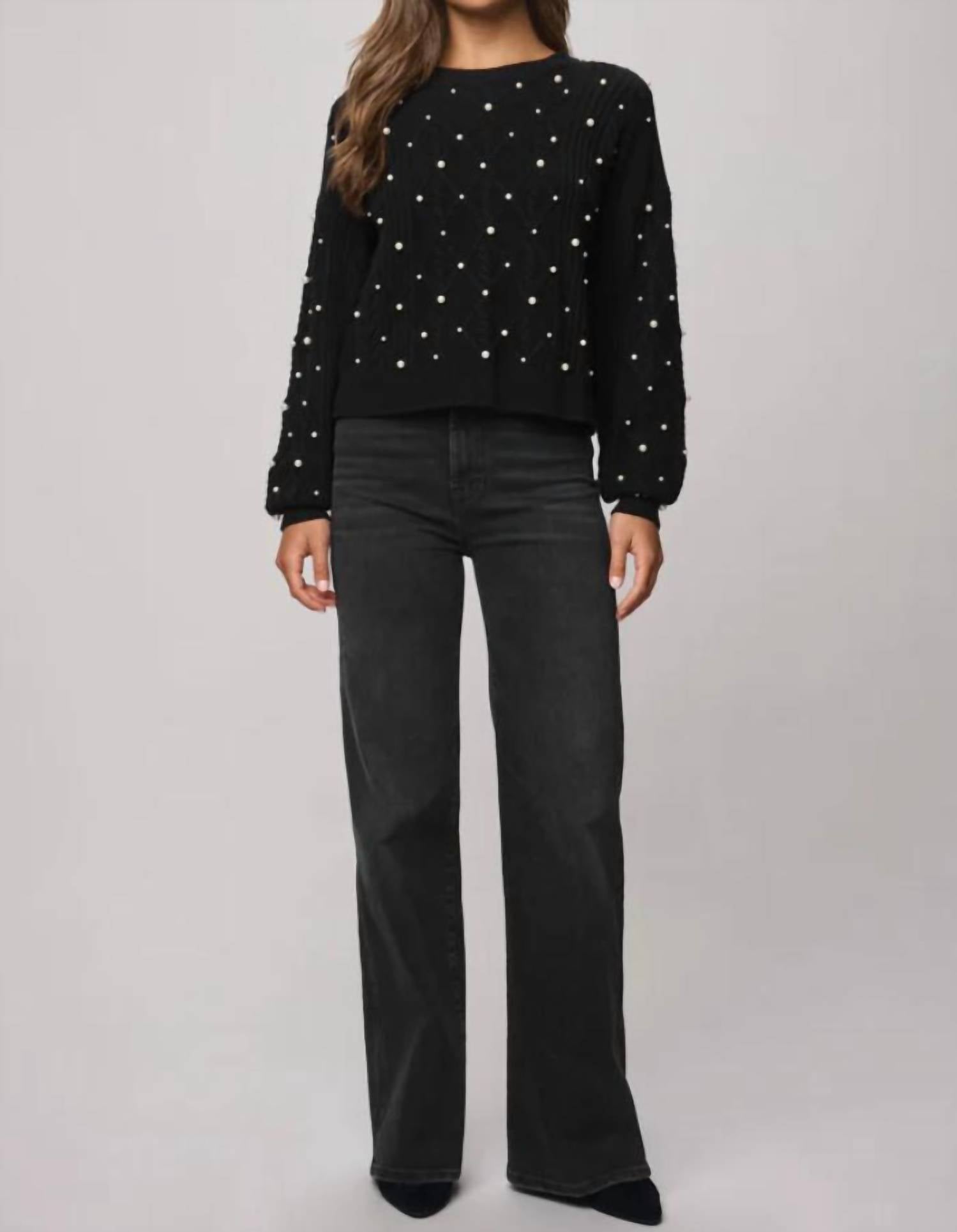 Splendid Demi Pearl Sweater in black 1 - women's sweater - view 4