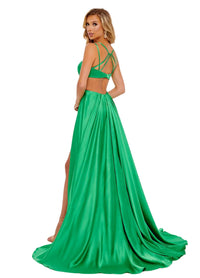 Rachel Allan - High Front Slit Prom Dress