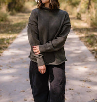 Free People Torres Roll Neck Sweater in army - women's long sleeve top