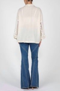 Miss Me - Mixed Media Button Up Long Sleeve Top