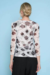 Picadilly - Blossom Bliss Three Quarter Sleeve Ruched Top