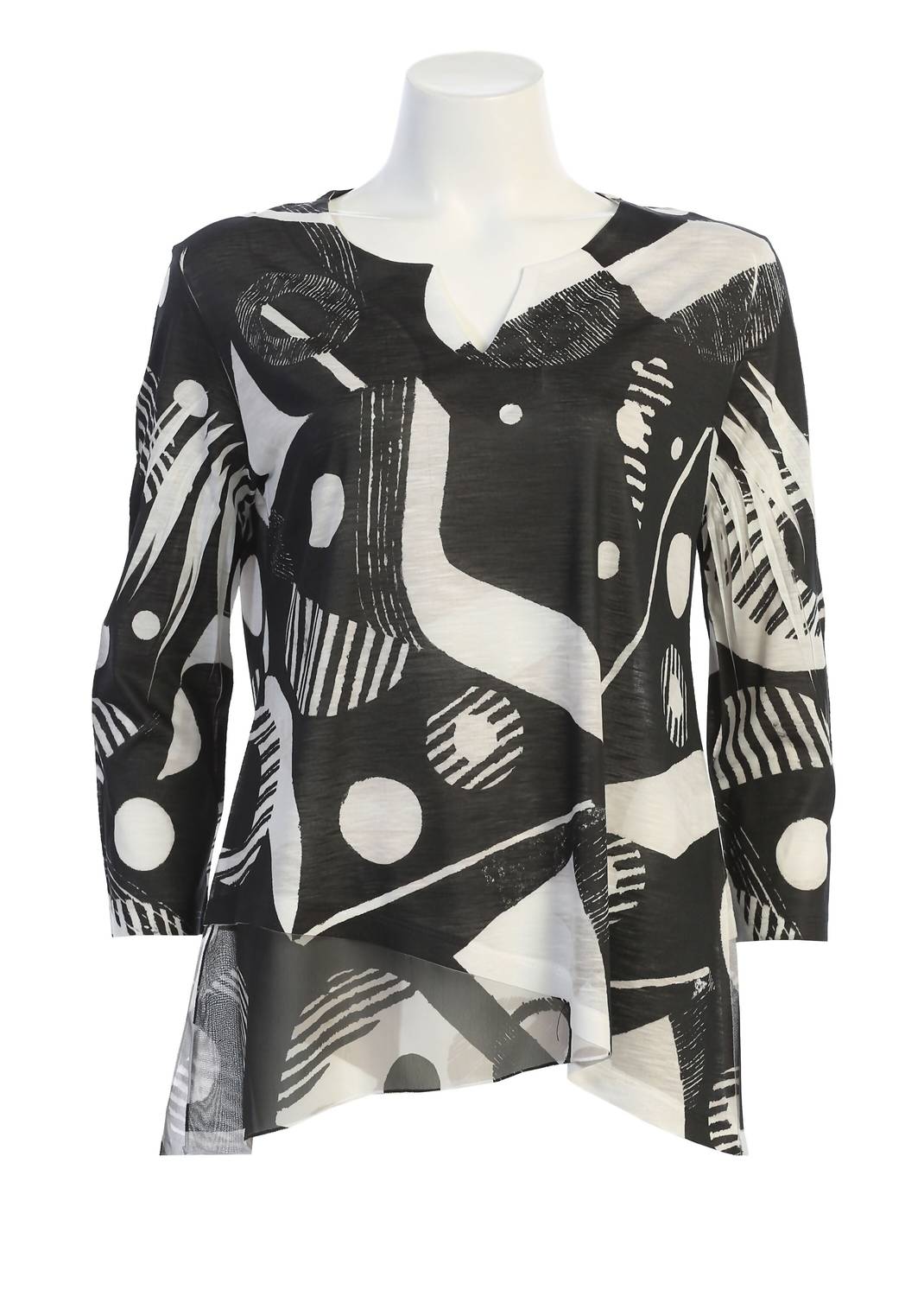 Jess & Jane - Women's Geonelle Slit V-neck Chiffon Contrast Top