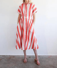 Never A Wallflower - Drop Shoulder Half-sleeve Button Dress