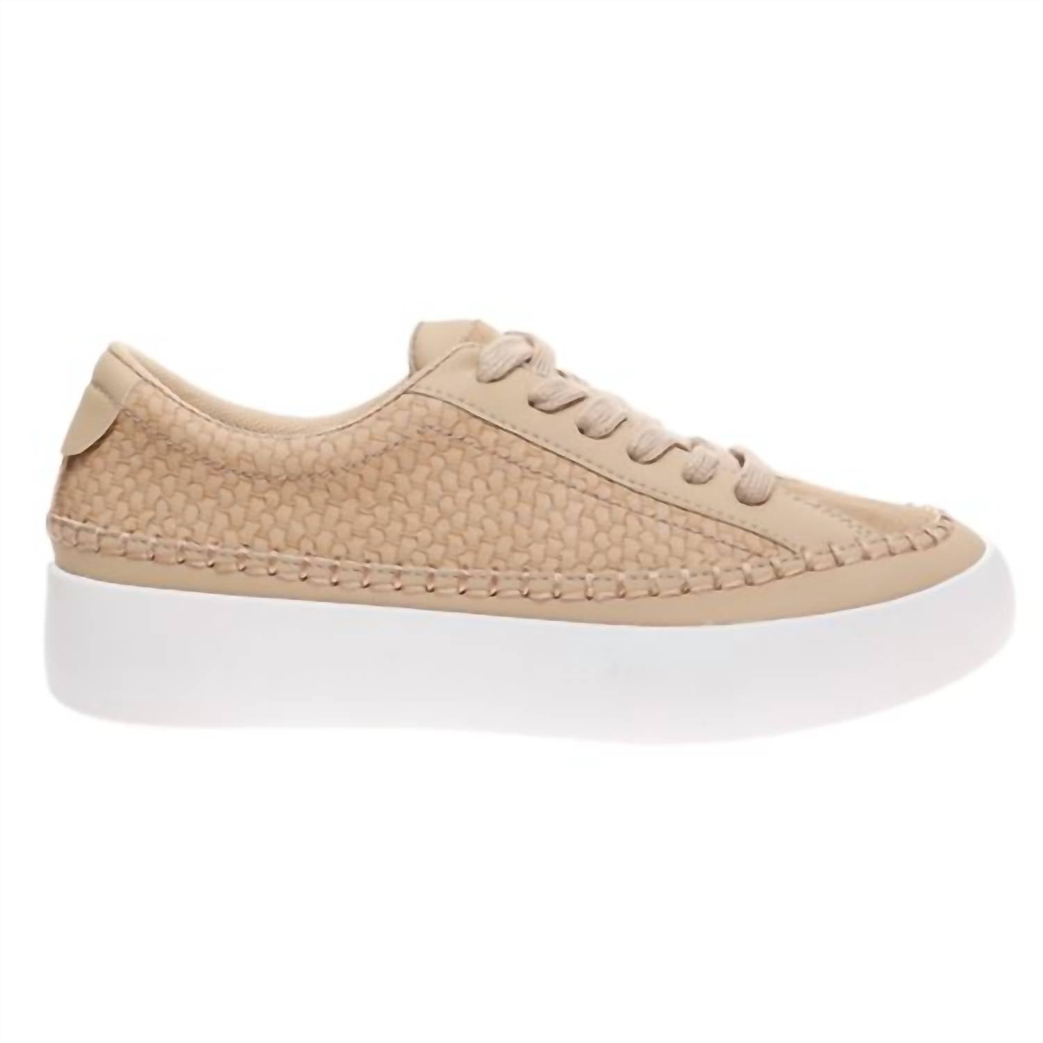 Pierre Dumas Women's Shauna Tennis Shoe in taupe - women's sneaker - detail view