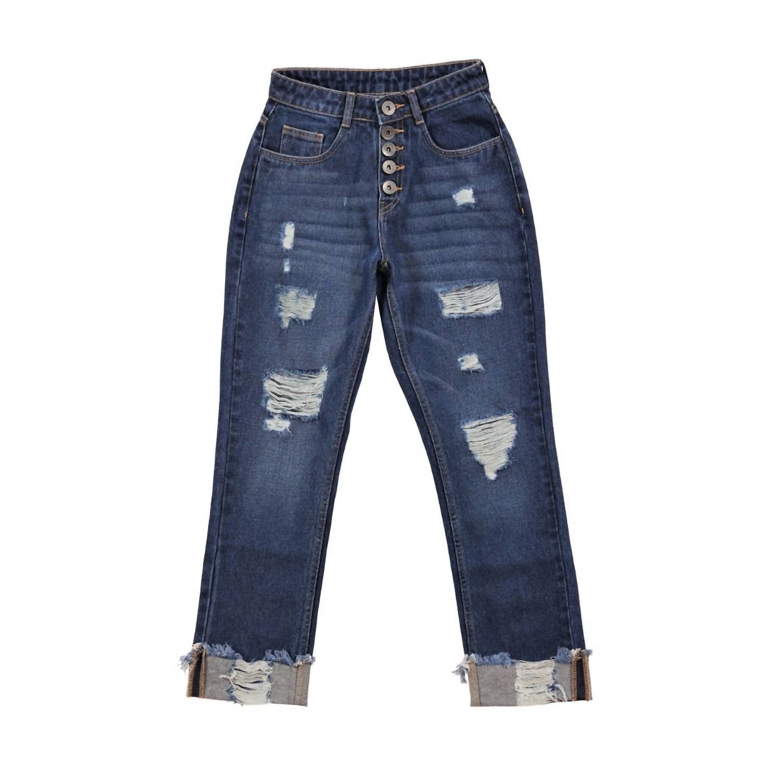 Myra - Amora Cuffed Hem Distressed Boyfriend Jeans