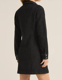 Z Supply Candice Knit Denim Dress in black sand - women's shirt - alternate view