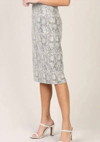Skies Are Blue - Faux Leather Reptile Print Midi Skirt