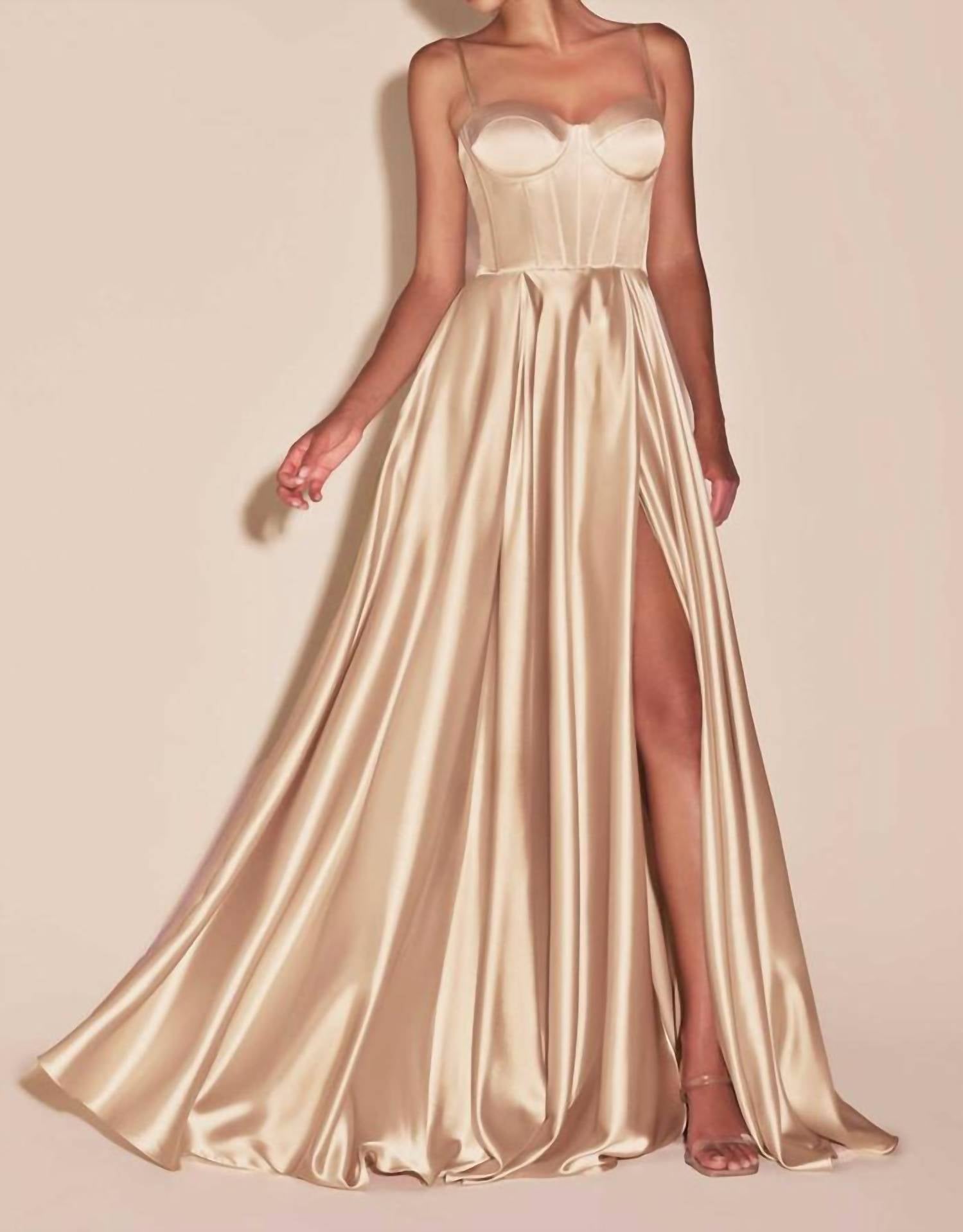 Ladivine A-line Bustier Maxi Dress in champagne - women's dress
