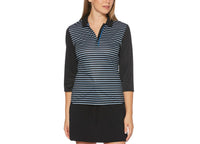 Pga Tour - Women's Striped Three Quarter Sleeves Polo
