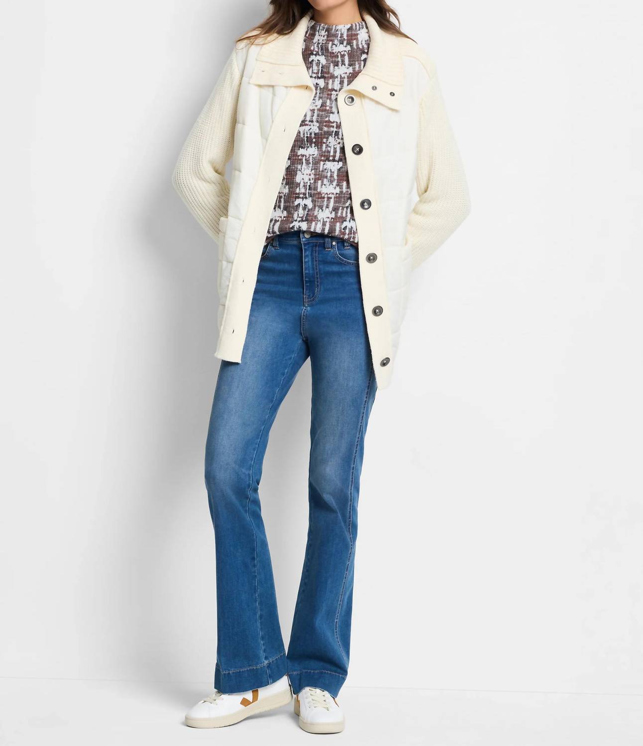 Nic + Zoe - Mix Media Quilted Puffer Jacket