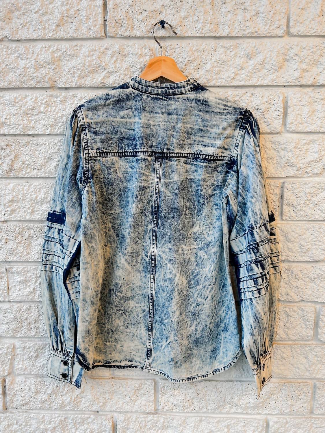 ISABEL MARANT Women's Mileda Long Sleeve Button Front Top in blue - men's shirt - alternate view