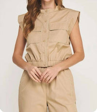 Strut & Bolt - Contrast Piping Detail Poplin Vest Jacket