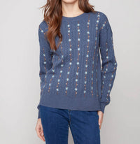 Charlie B - Floral Embroidery Knit Sweater