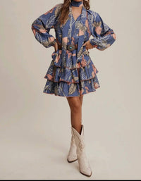 Listicle - Feathered Petal Tiered Mini Dress