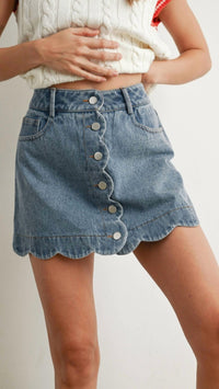 Buttermelon - Scallop Edge Button-up Skirt
