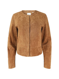 Vince - Collarless Cropped Suede Jacket