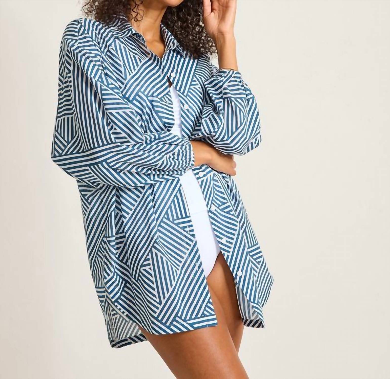 Tommy Bahama - Catalina Coast Stripe Boyfriend Beach Shirt