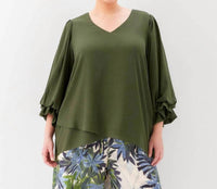 Karen Kane - Layered Sleeve Asymmetric Top - Plus Size