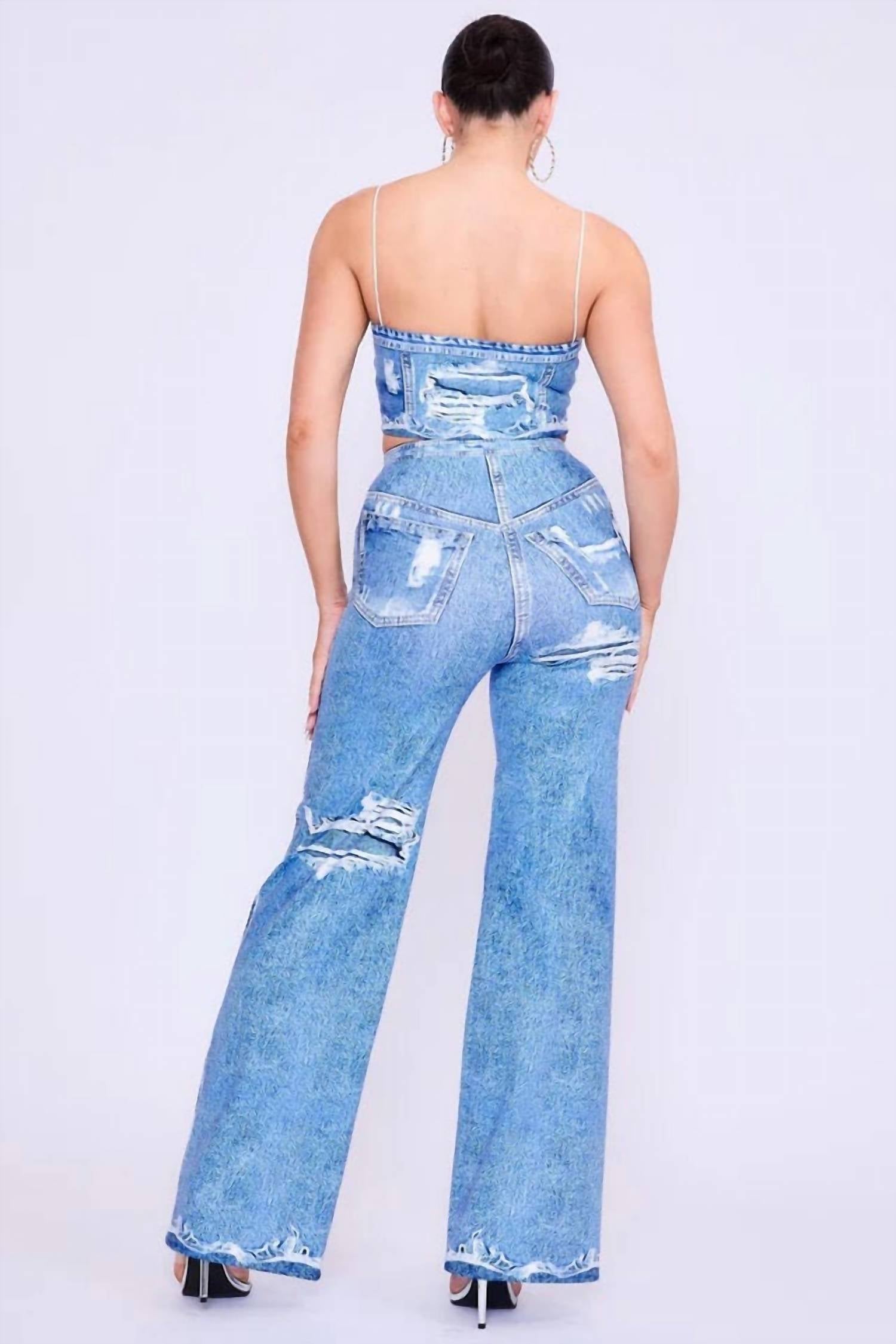 Her Bottari - Denim Illusion Pant Set