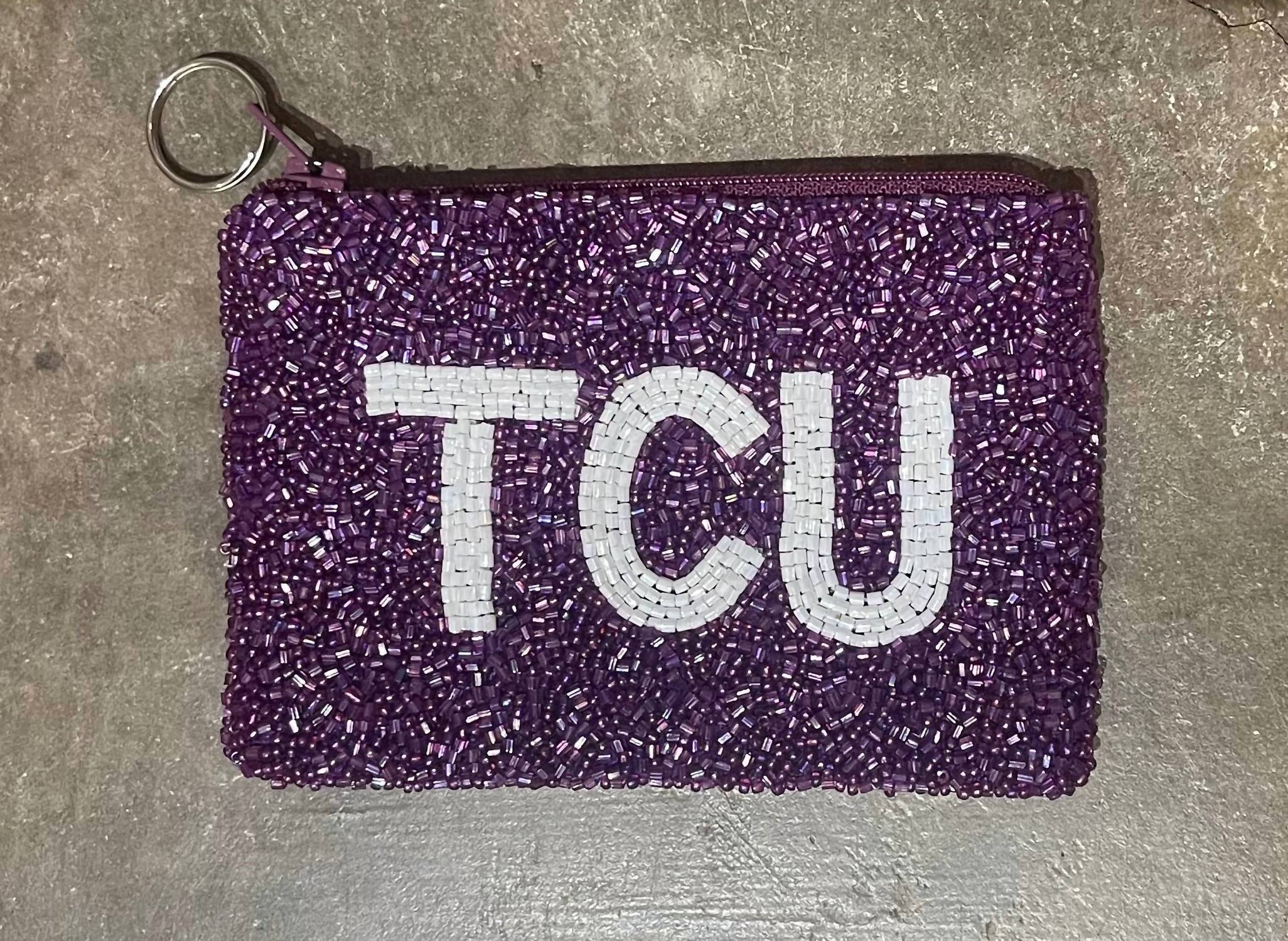 TIANA Tcu Beaded Small Coin Purse in purple white - women's bag