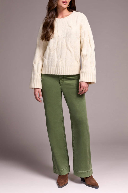 Tribal - Crew Neck Loose Fit Cable Sweater