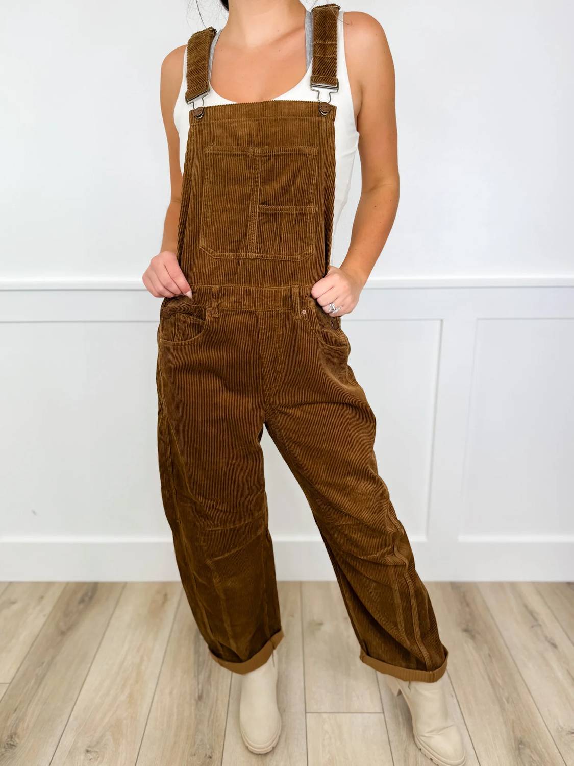 Risen - Piper Corduroy Barrel Leg Overalls