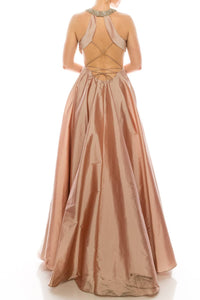 Aidan Mattox - Embellished Halter Neck Evening Dress