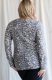 7Th Ray - Long Sleeve Leopard Henley Tee
