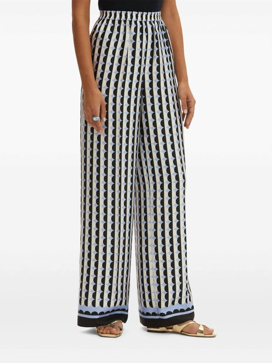 Oscar De La Renta - Wide Leg Allover Mini Geo Silk Twill Pants