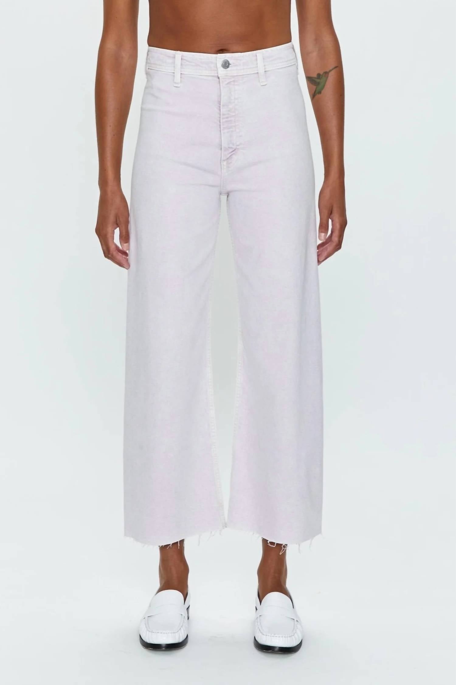 PISTOLA Penny Crop High Rise Wide Leg Denim Pants in lavendar haze snow - women's pants