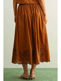Miou Muse - Embroidery Bottom Long Full Maxi Skirt