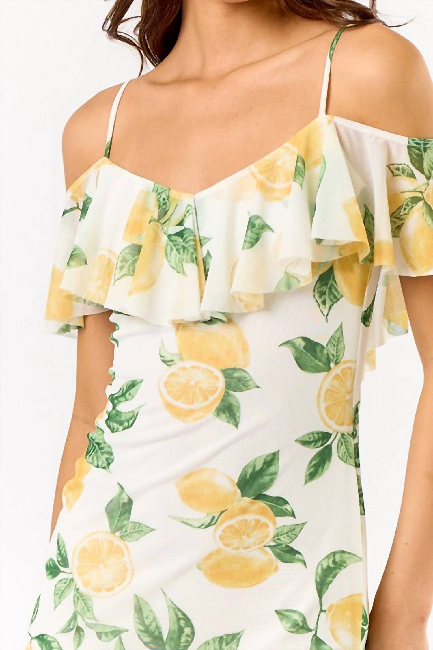 Blue Blush Sunsets In Capri Ruffle Midi Dress in capri ruffle midi dress in lemon - women's dress - view 4