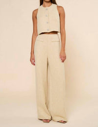 Lalavon - Sleeveless Tweed Vest And Long Pants Set