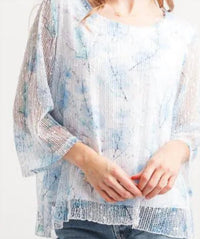 Papillon - Mesh Floral Stretch 3/4 Sleve Top