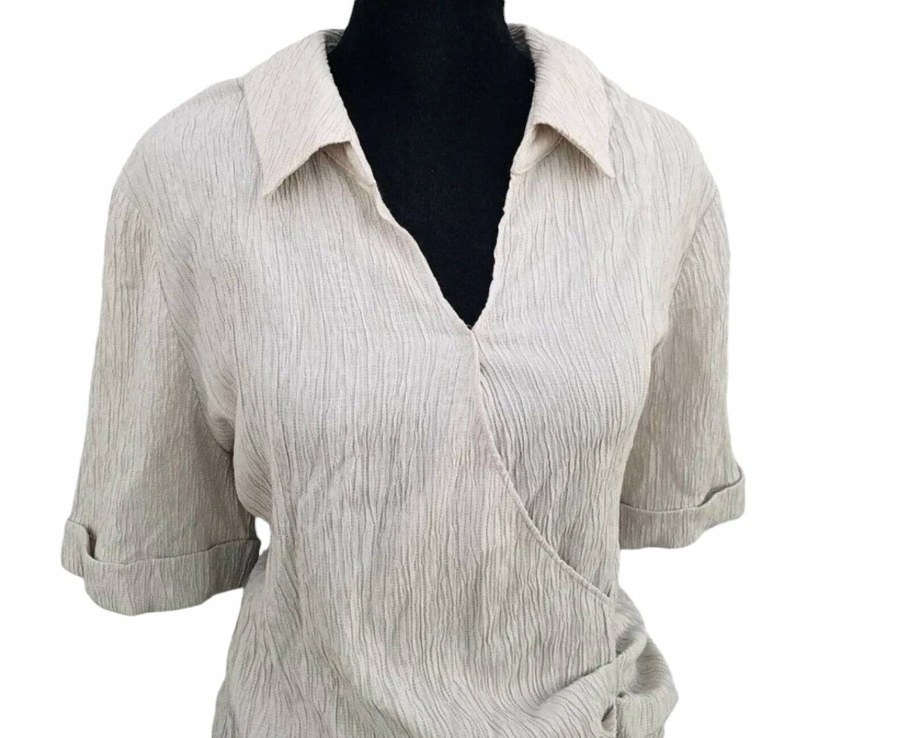 Alfani - V-neck Collared Ruched Blouse
