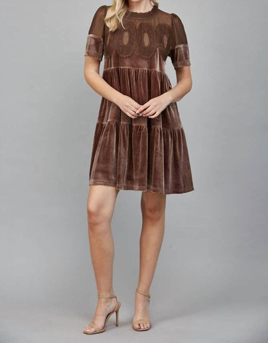 Fate - Contrast Sheer Mesh Intricate Lace Detail Mini Dress