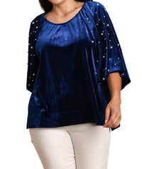 Umgee - Velvet Round Neck With Pearl Sleeves