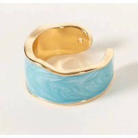 Pretty Simple - Women's Pearlescent Enamel Cocktail Cuff Ring