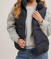 Bluivy - ZIPPER DOWN PUFFER HOODED VEST