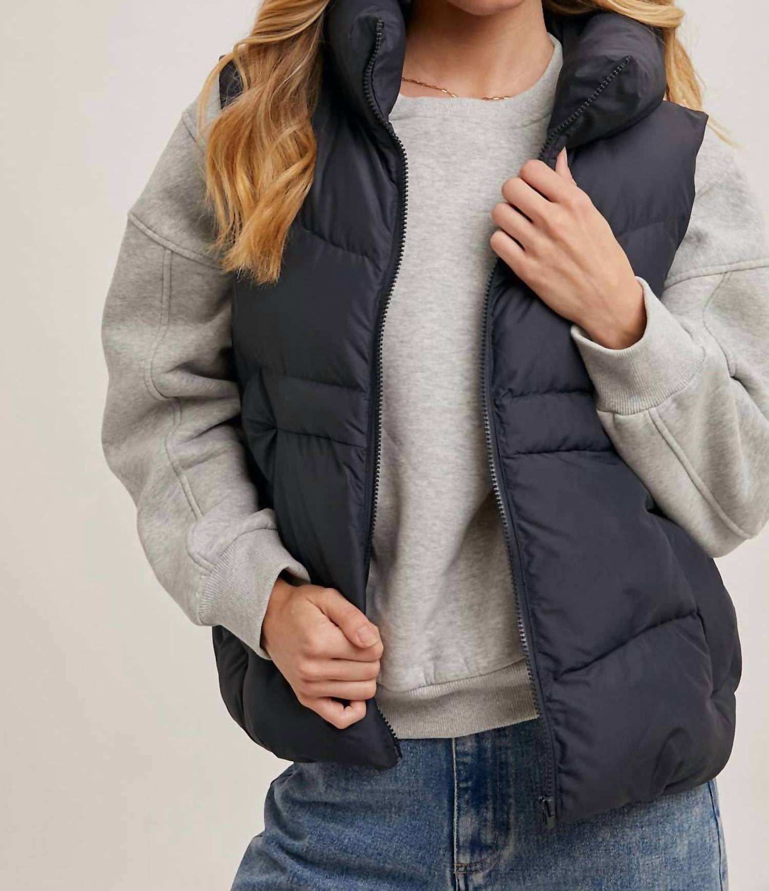 Bluivy - ZIPPER DOWN PUFFER HOODED VEST