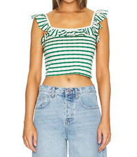 Nation Ltd - Rosa Stripe Ruffle Square Neck Top